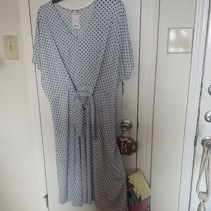 Dex Polka Dot Wrap Dress - Black and White